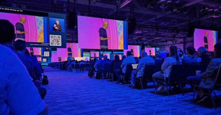 Microsoft Build 2023 conference, keynote speaker on stage